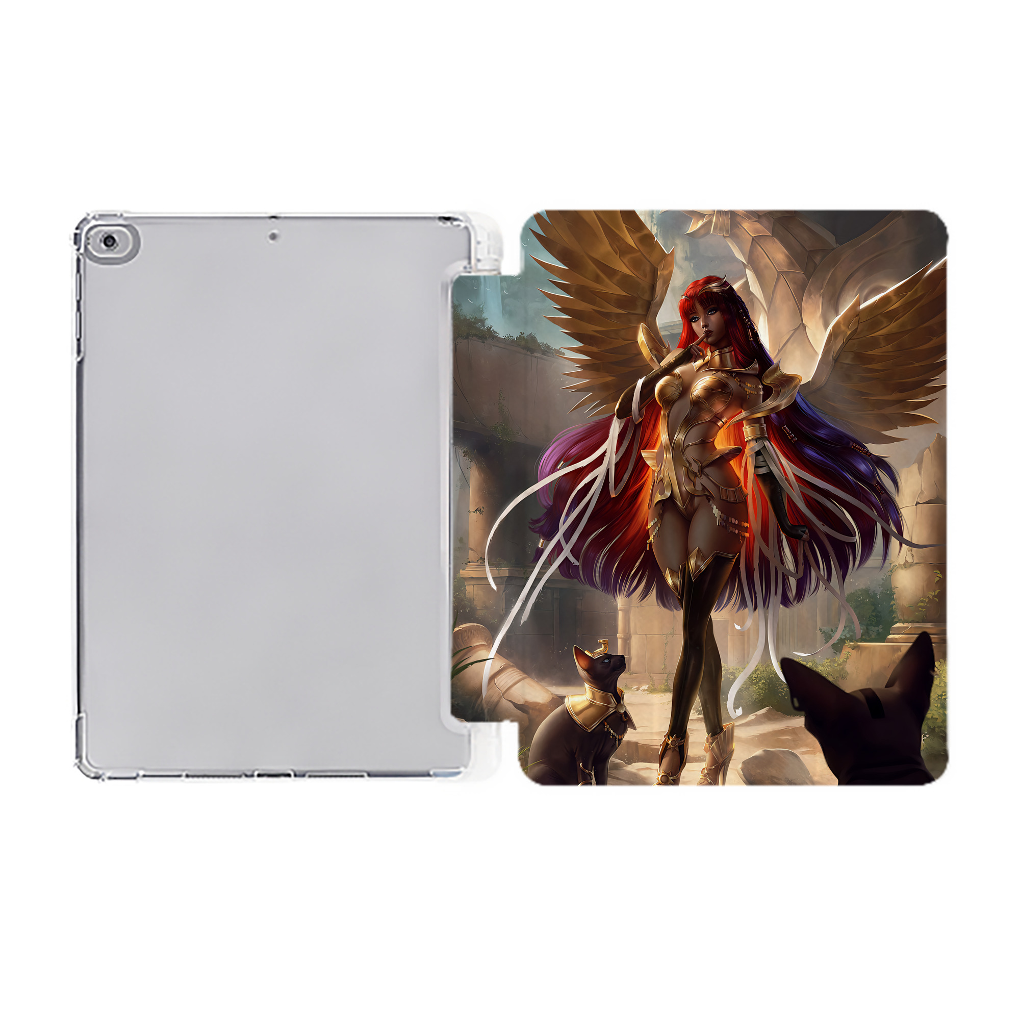 （画像用） 遊☆戯☆王 Yu-Gi-Oh! IPad ケース ペン収納付き 三つ折りスタンド PUレザー×シリコン 対応機種9.5/10.5/10.9インチ